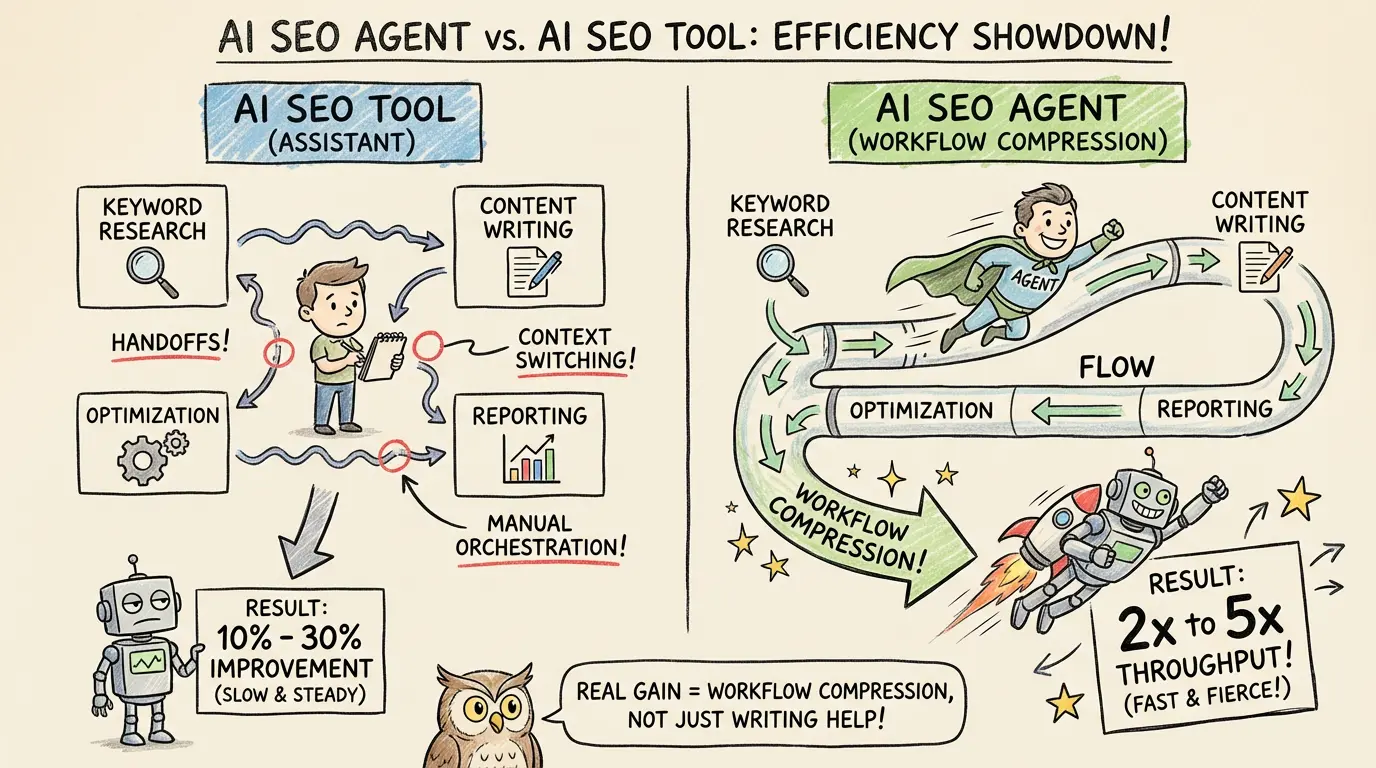 AI SEO Agent vs AI SEO Tool: How Much More Efficient Is It Really?